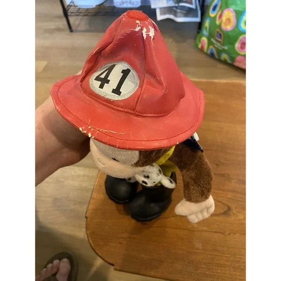 Russ Berrie and Co. Curious George 41 Fireman 13" Plush Boots Hat Spotted Dog - Picture 3 of 6